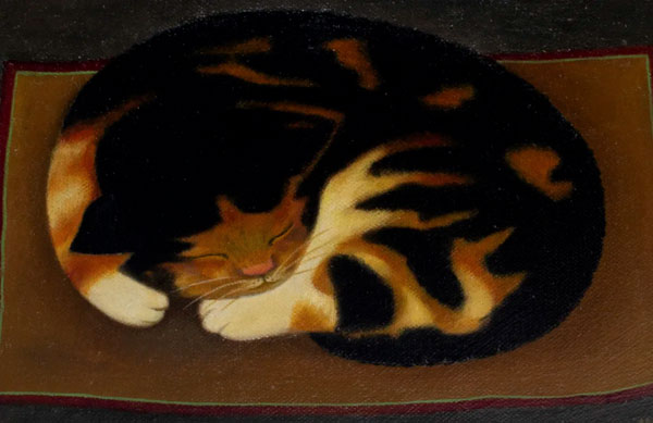 sleeping cat painting