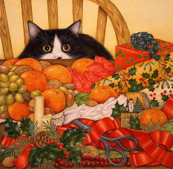 cat and presents art