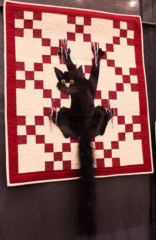 cat quilt art