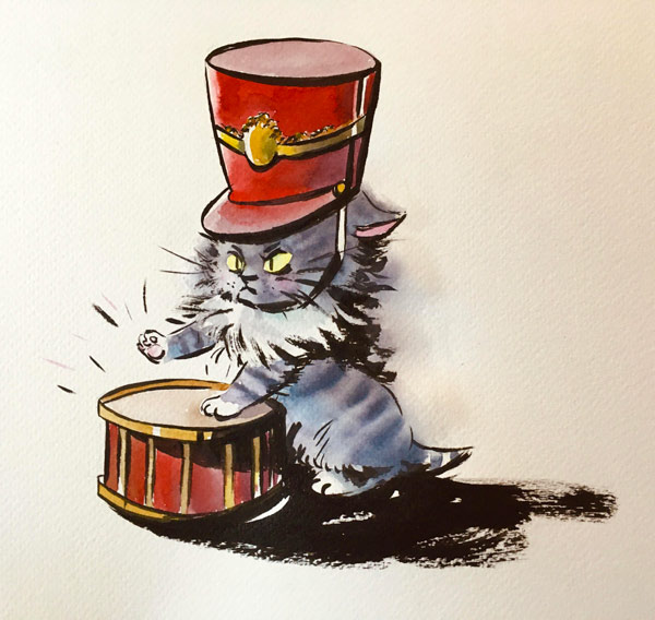 cat drumming art