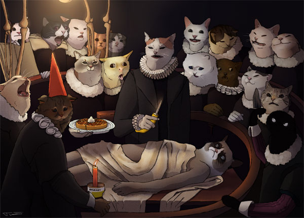 anatomy lesson with cats art