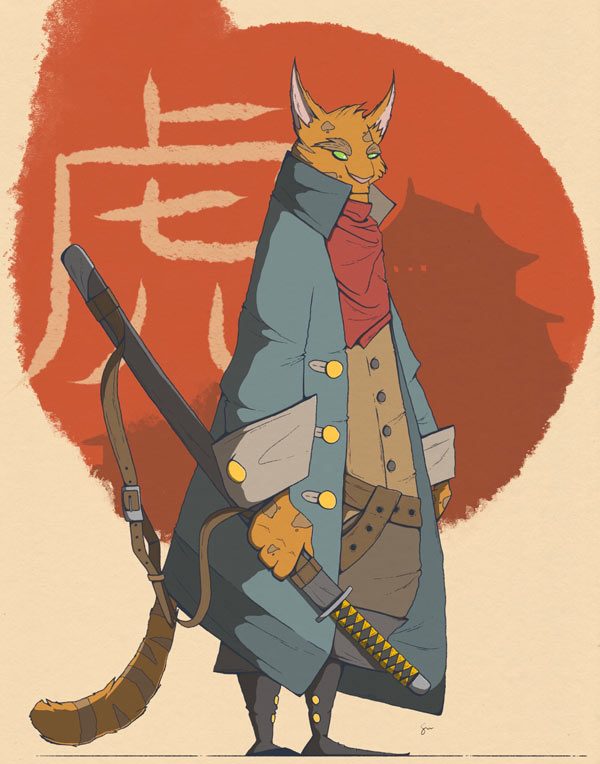 cat samurai art