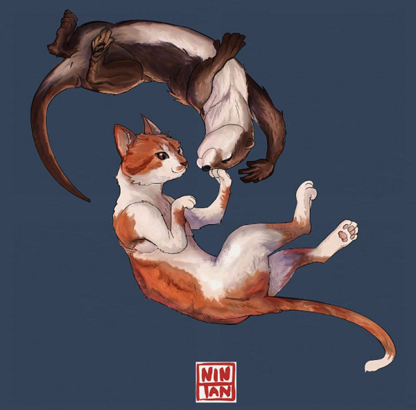 cat and otter art