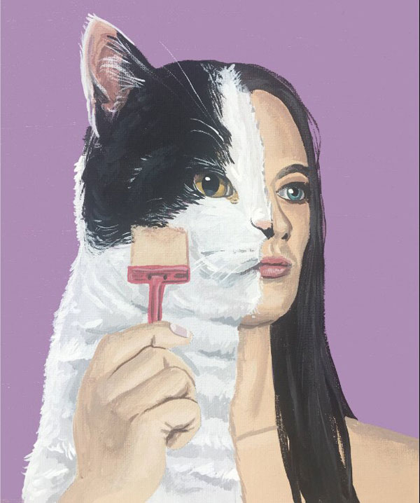 cat shaving art