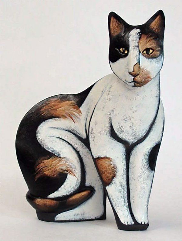 cat wood carving