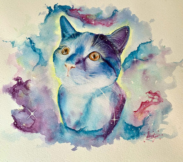 watercolor cat art