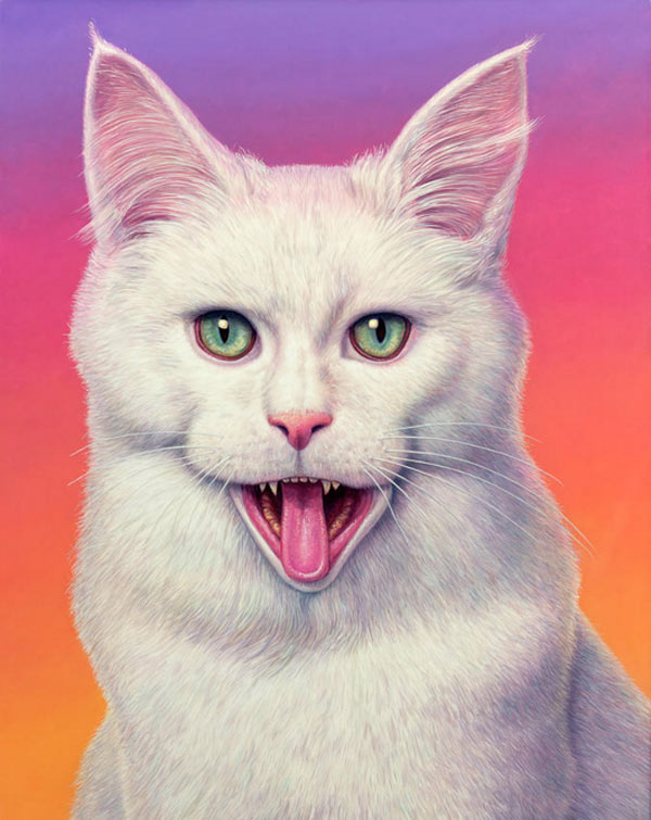 crazy white cat art