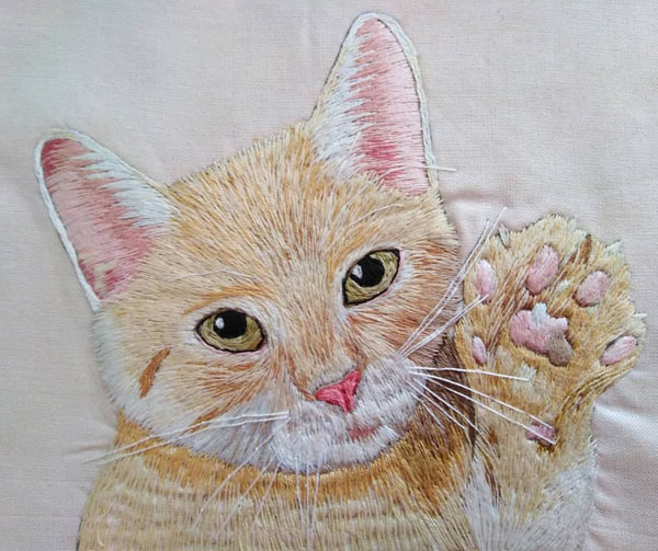 embroidered cat  art