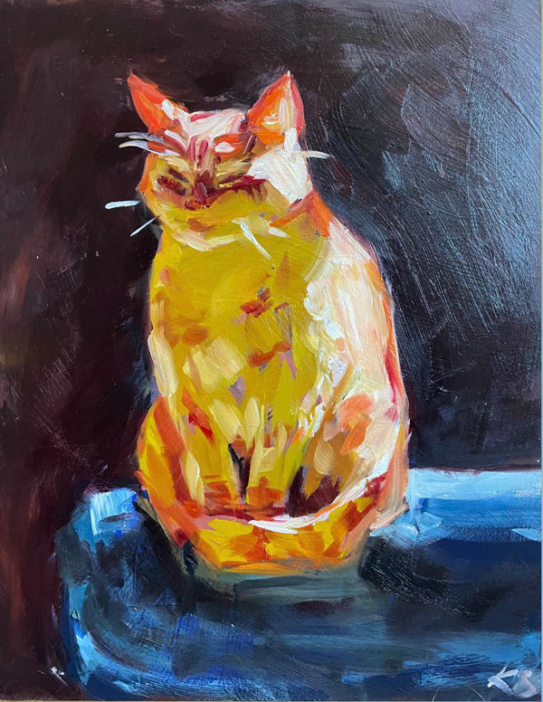 golden cat painting