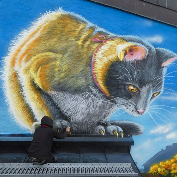 large cat mural