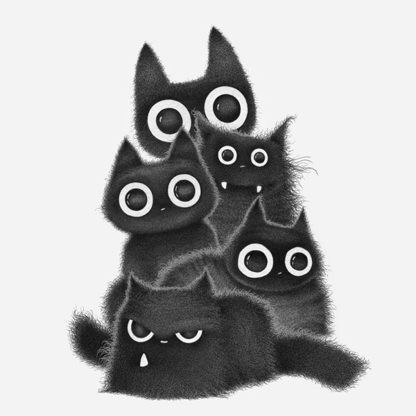 black cat pencil art