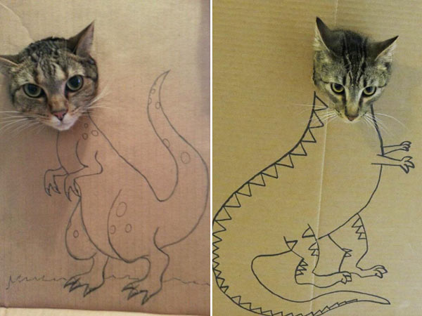 dinosaur cat art
