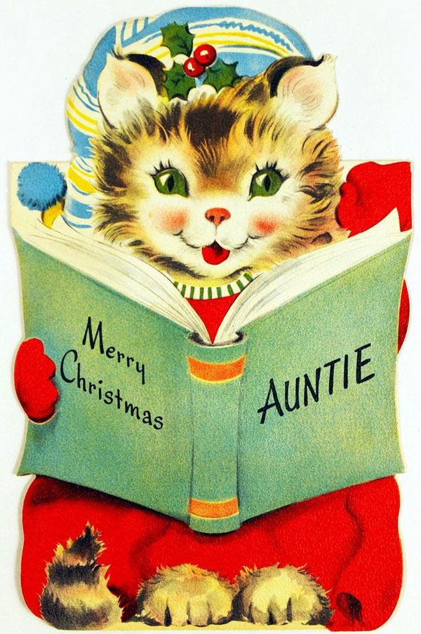 vintage cat xmas card