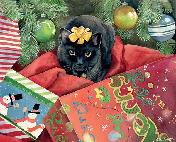 cat xmas art