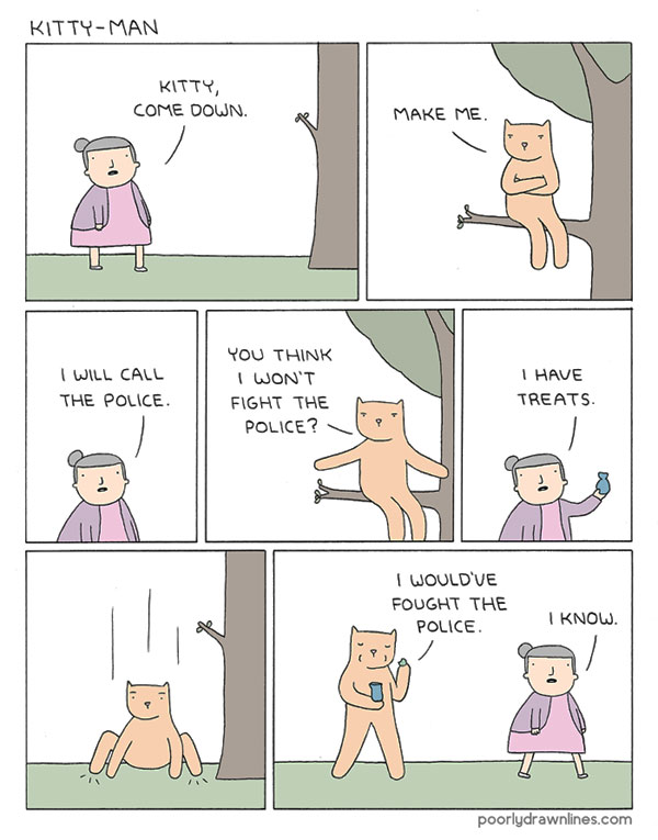 cat in tree fireman rescue comic