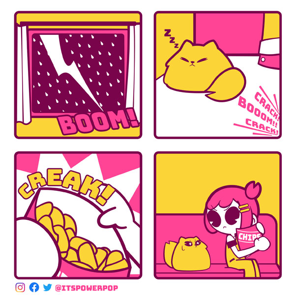 cats and lightning and food comci