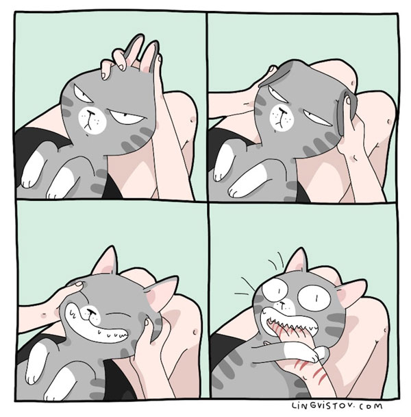 petting the cat comic