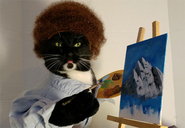 bob ross cat art halloween