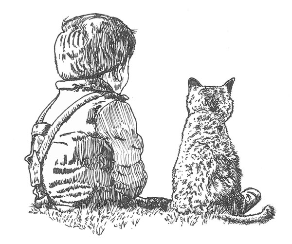 boy  with cat art