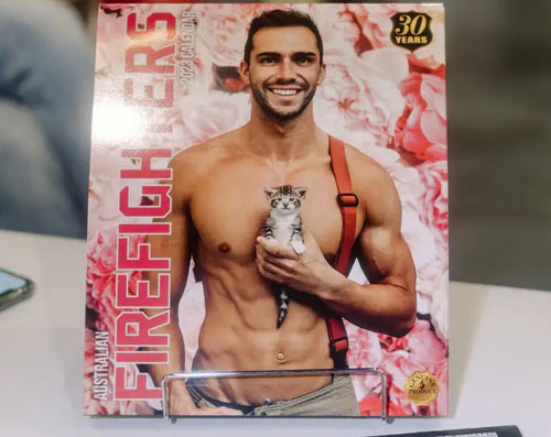 firefighter calendar with kitten