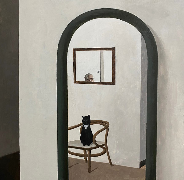 cat sitting in chair art