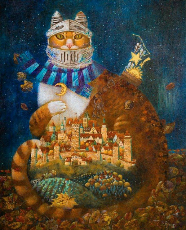 city protector cat art