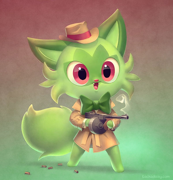 gun totting cat art