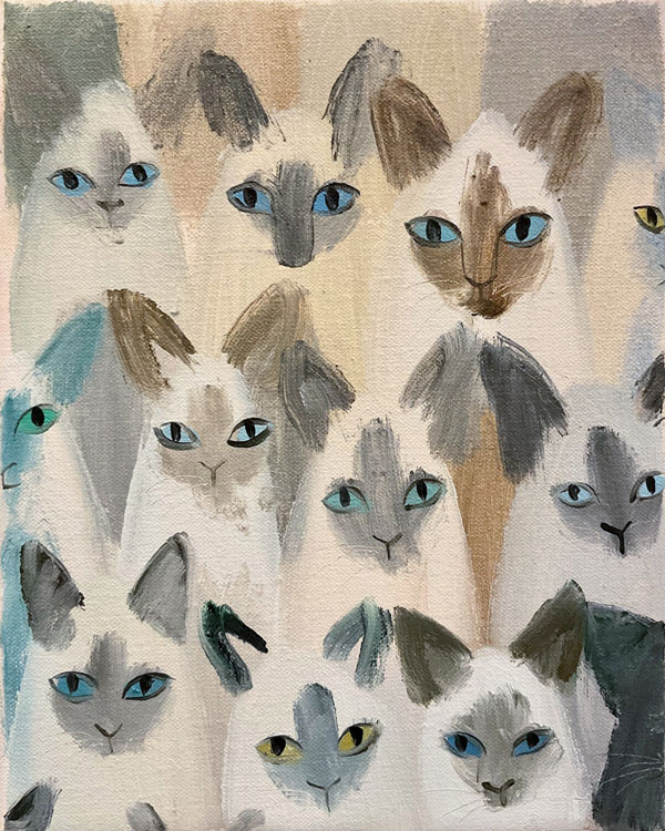 siamese cat heads art