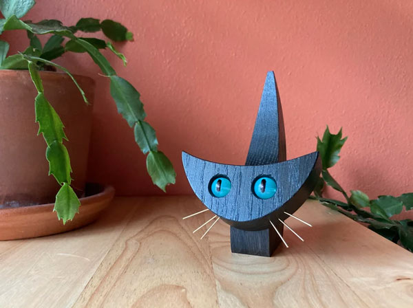 little wooden  cat art