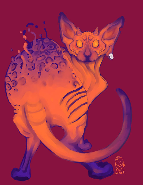 molten siamese cat  art