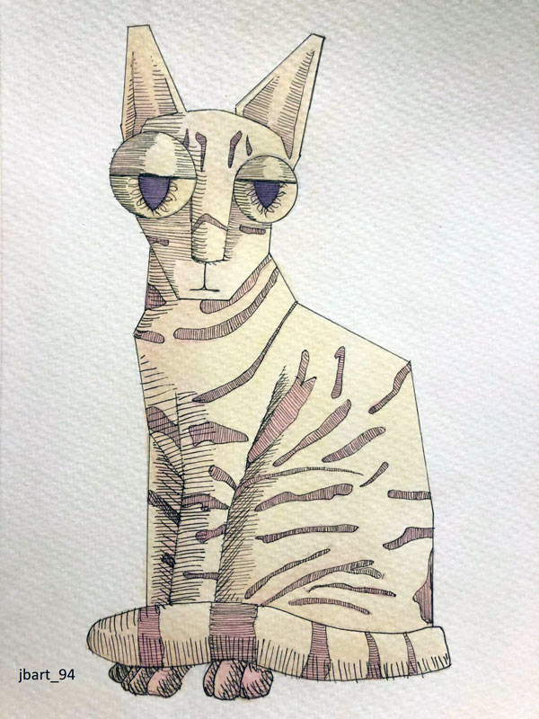 pen and ink cat art