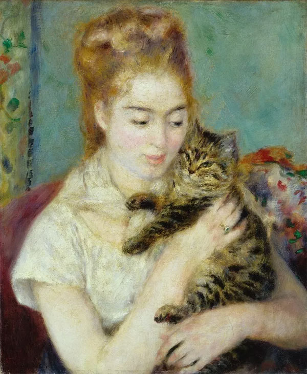 renoir woman with cat art