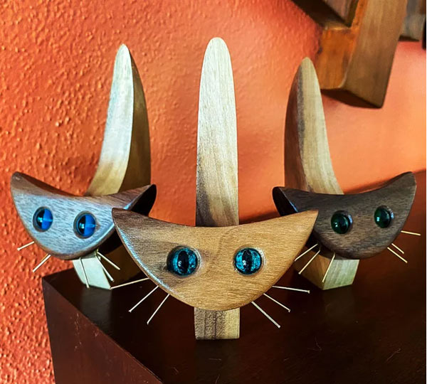 wooden cat art