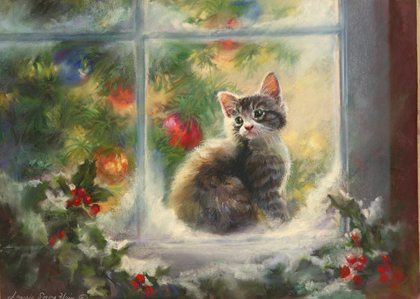 kitten in window art