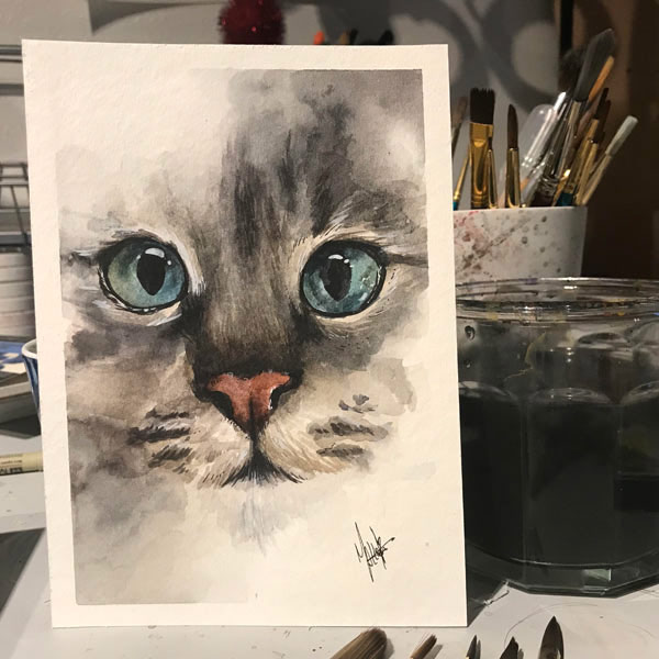 blue eyed cat art