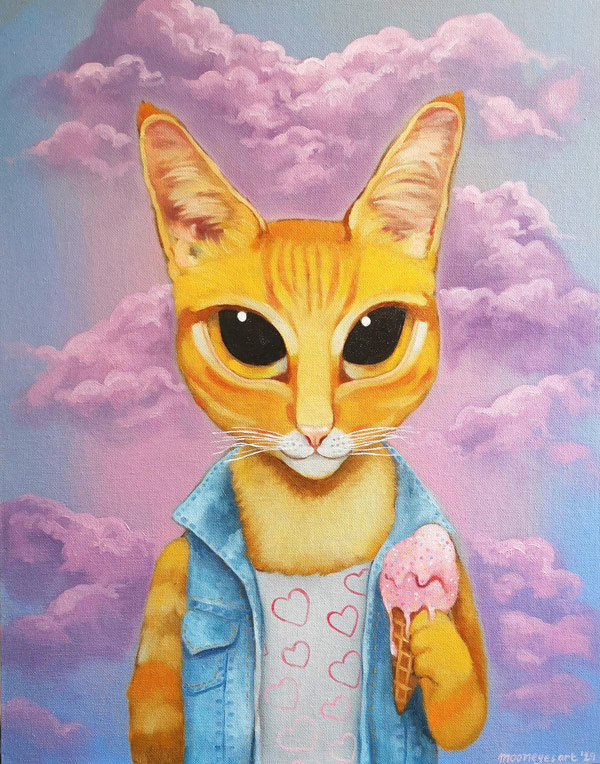 cat and ice cream art