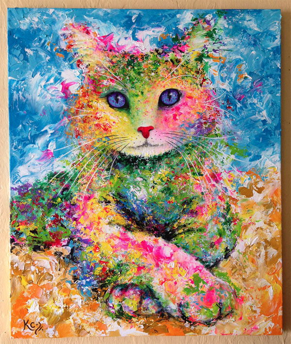 flowery cat art