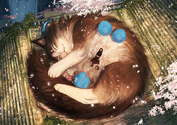 giant sleeping cat art