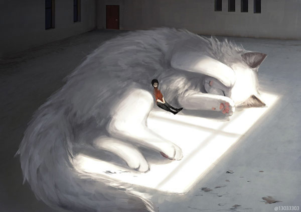 giant white cat art