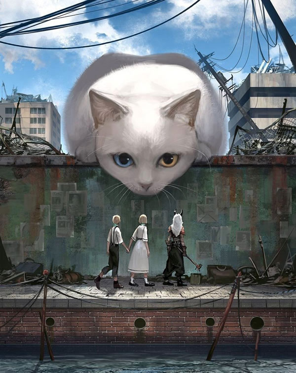 giant white cat art