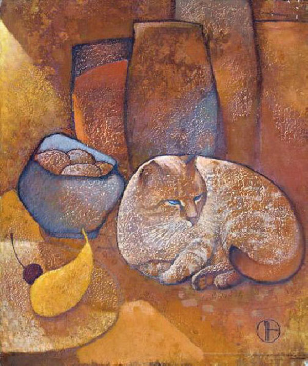 still life cat art