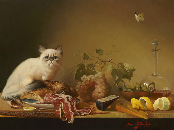 still life with cat art