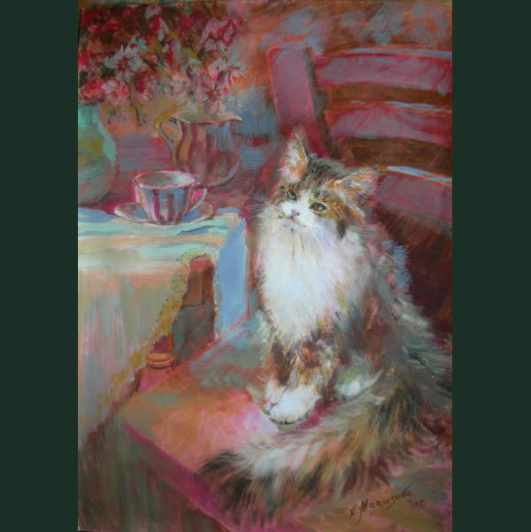 tea time cat  art