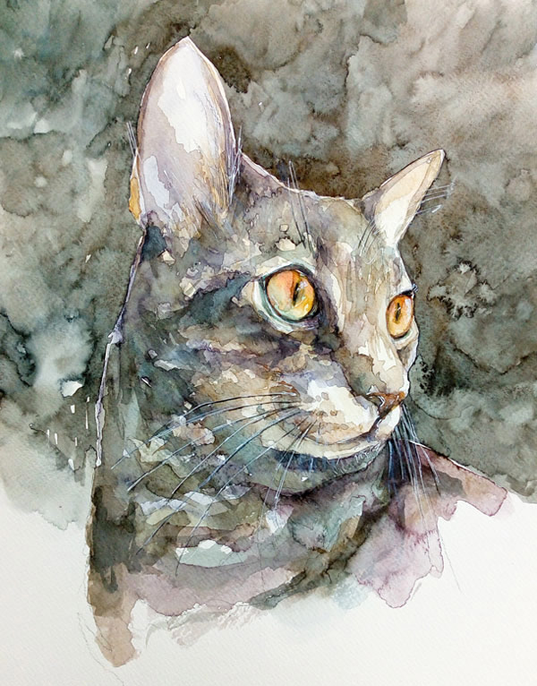 watercolor cat art