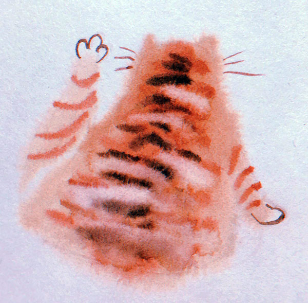 watercolor orange tabby art