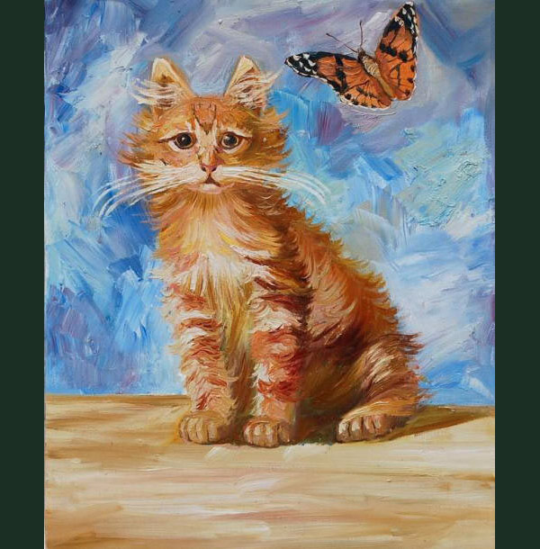 cat and butterfly art