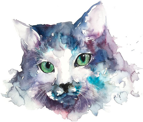 watercolor cat art