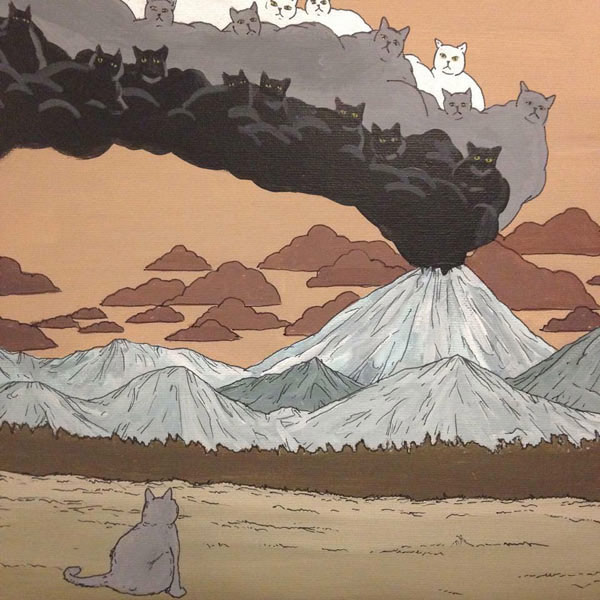 volcano cat art