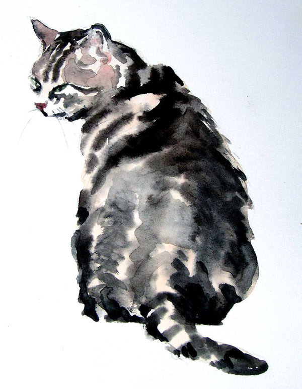 watercolor cat art