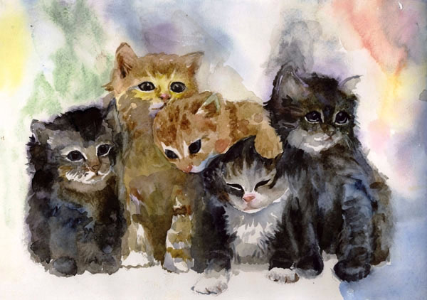 watercolor kittens art